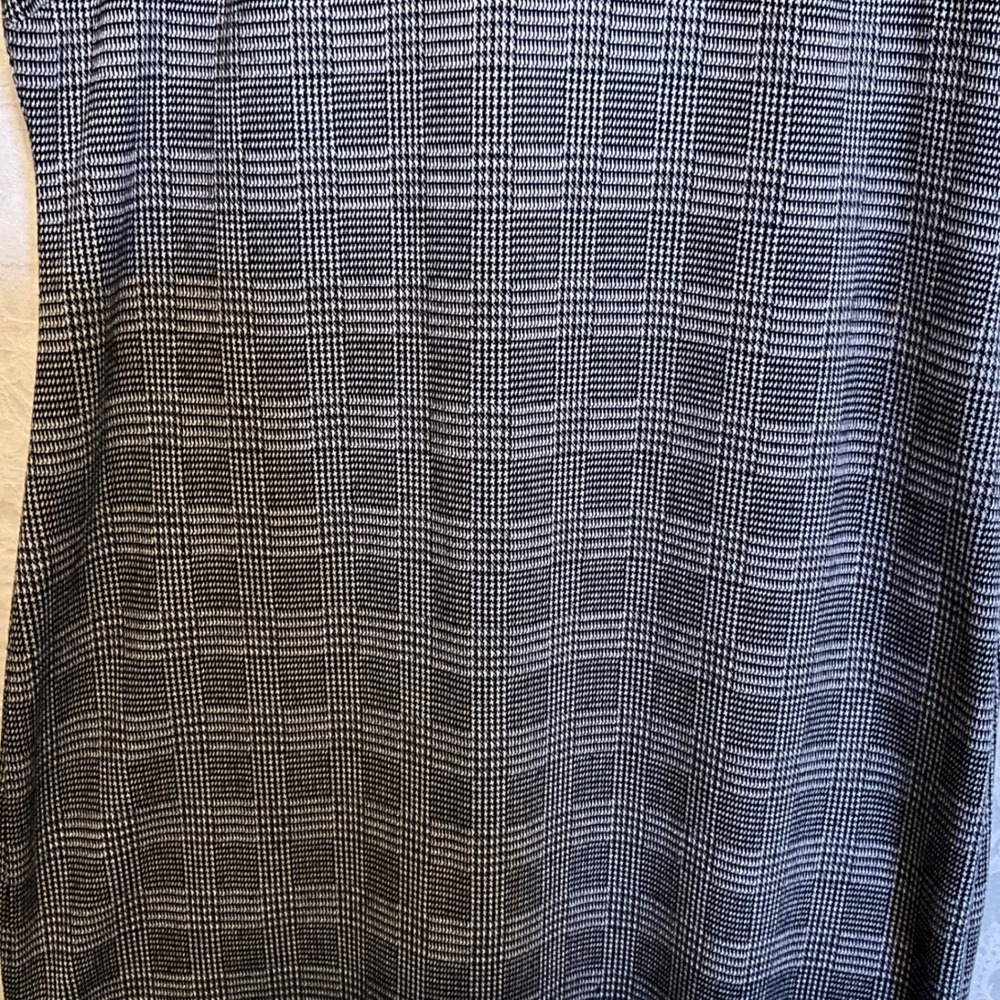 Calvin Klein Women's Sz 12‎ Sheath Dress Black White Plaid Short Sleeve Zipper - Picture 2 of 6